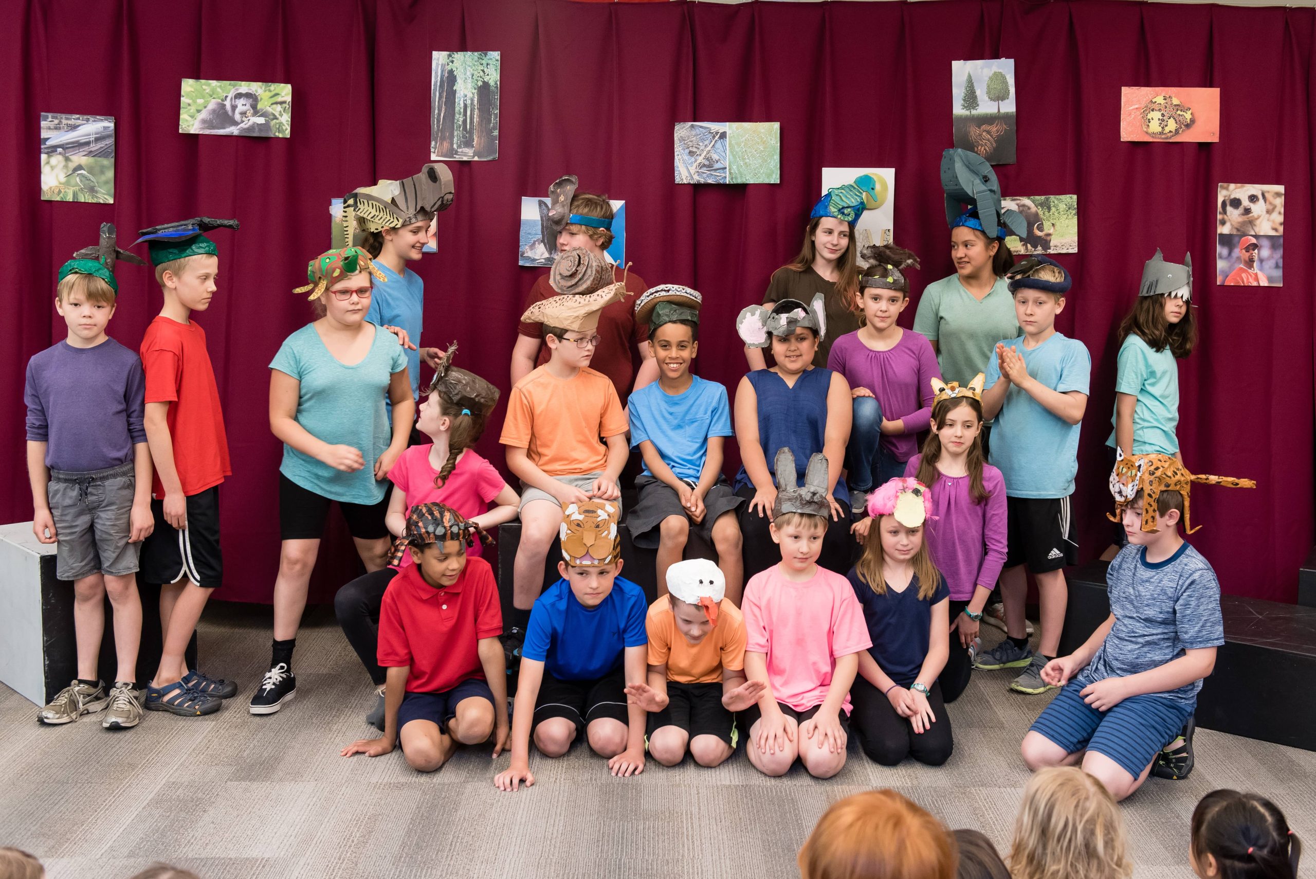 Montessori Upper El students assemble for their Biomimicry Musical project