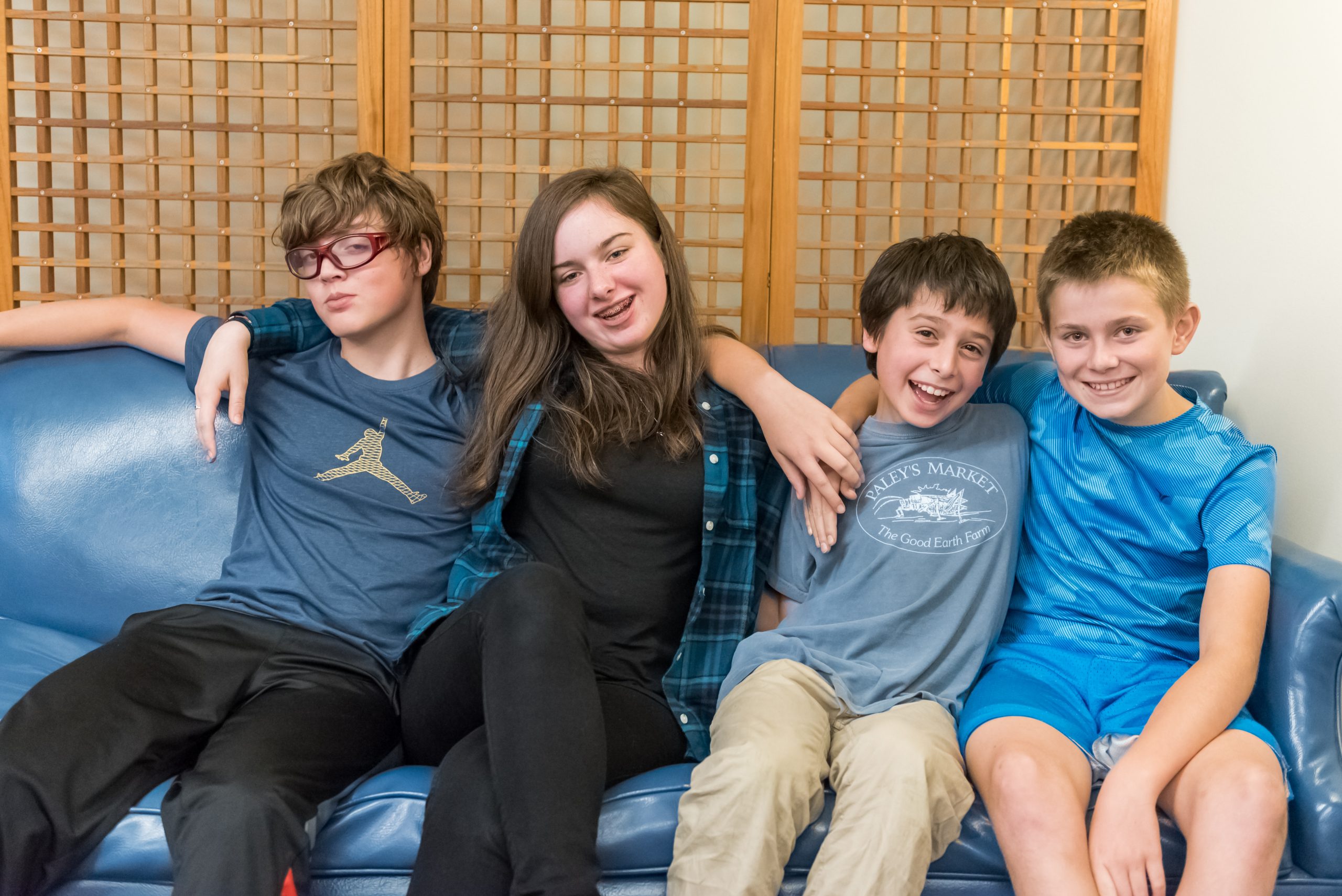 A group of Montessori Middle School students pose for a photo