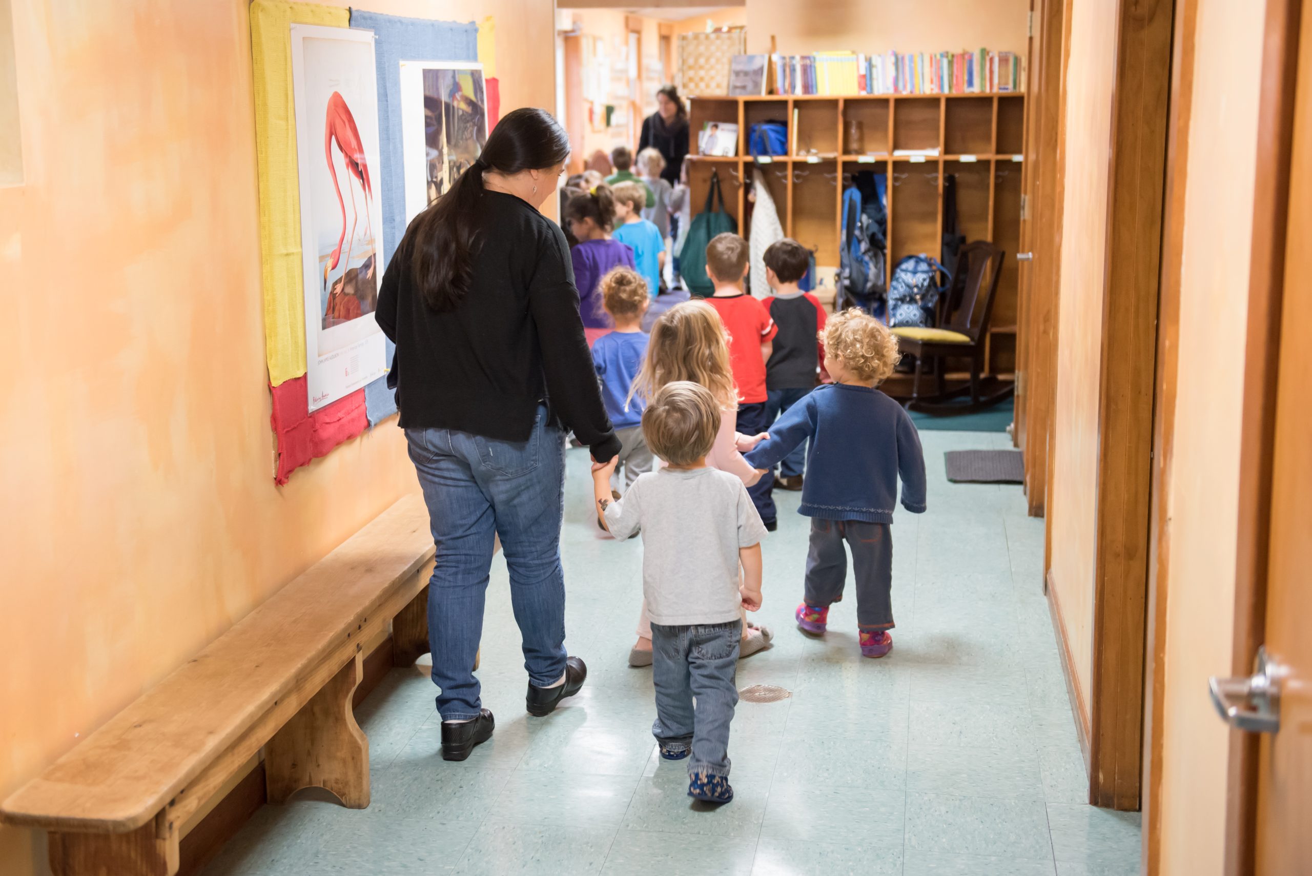 Children's House students line up for an All-School assembly